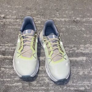 On Cloudtilt Running Sneakers in Light Gray and Lime